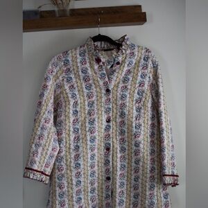 Floral Striped Button-Up vintage quilted coat